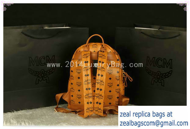 High Quality Replica MCM Stark Backpack Large in Calf Leather 8004 Camel